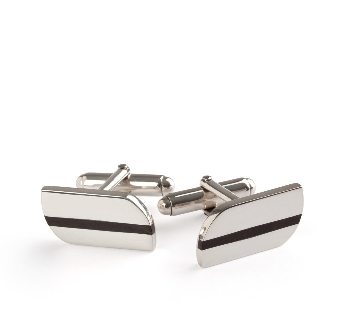 Bog oak & silver cufflinks