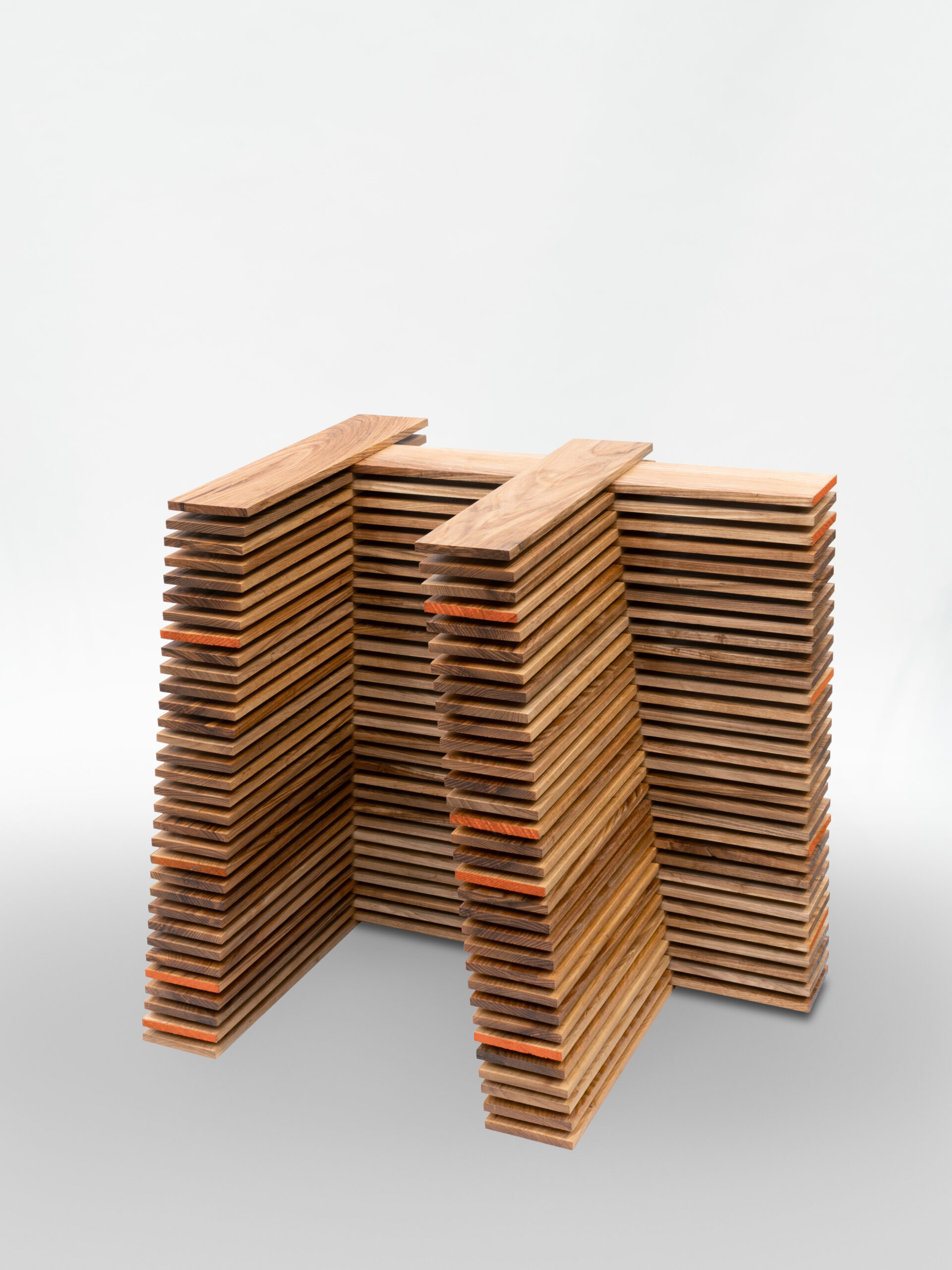 Corban Walker, Untitled (RESIST), 2025, ash wood and tung oil, 76.8 x 66 x 53.5 cm, photo credit Roland Paschhoff
